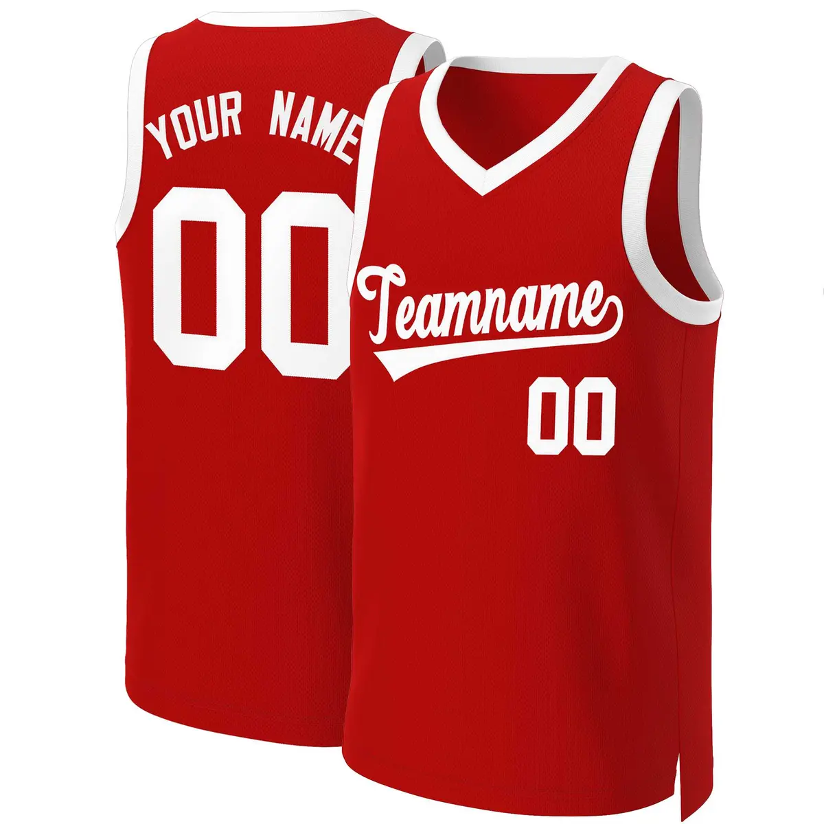 Custom Red White Classic Basketball Jersey