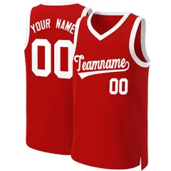 Custom Red White Classic Basketball Jersey