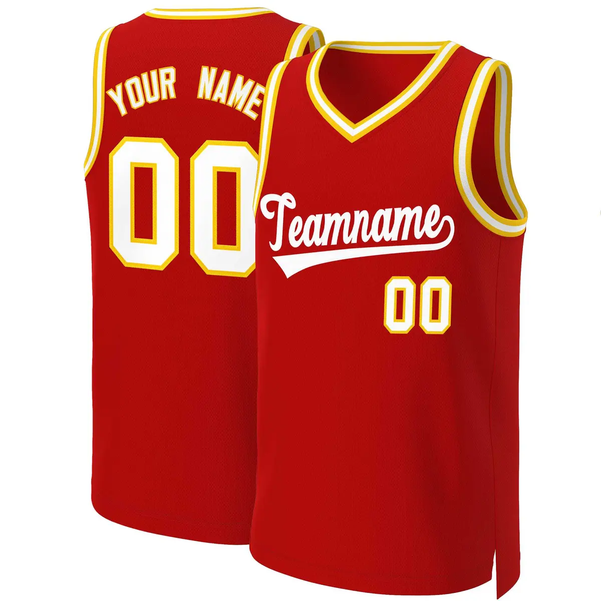 Custom Red White Classic Basketball Jersey