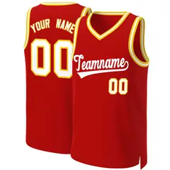 Custom Red White Classic Basketball Jersey