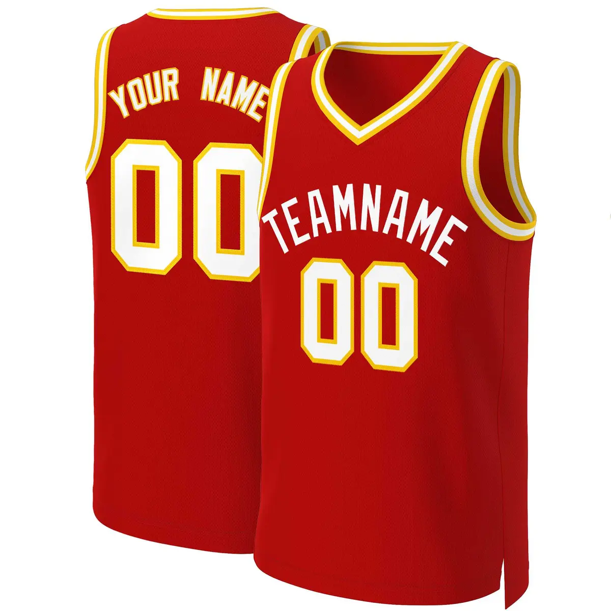 Custom Red White Classic Basketball Jersey