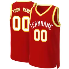 Custom Red White Classic Basketball Jersey