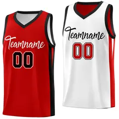 Custom Red White Double Side Basketball Jersey