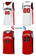 Custom Red White Double Side Basketball Jersey 4