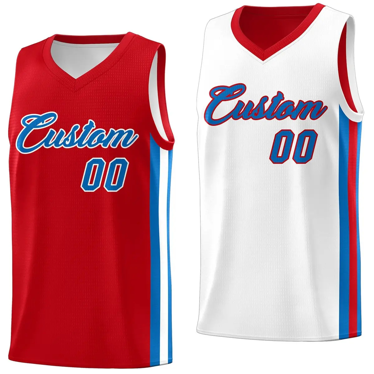 Custom Red White Double Side Basketball Jersey