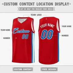 Custom Red White Double Side Basketball Jersey 2