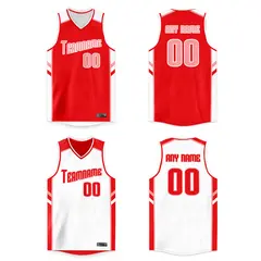 Custom Red White Double Side Basketball Jersey 1