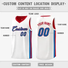 Custom Red White Double Side Basketball Jersey 3