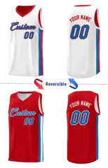 Custom Red White Double Side Basketball Jersey 4