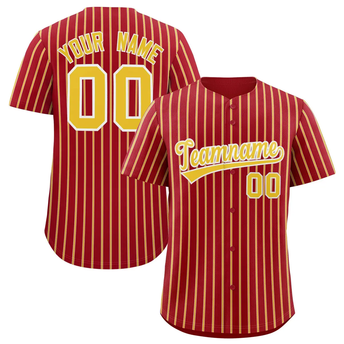 Custom Red White Tricolor Stripe Authentic Baseball Jersey