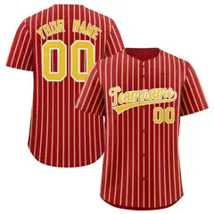Custom Red White Tricolor Stripe Authentic Baseball Jersey 1