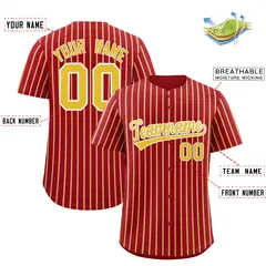 Custom Red White Tricolor Stripe Authentic Baseball Jersey 2