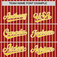 Custom Red White Tricolor Stripe Authentic Baseball Jersey 3
