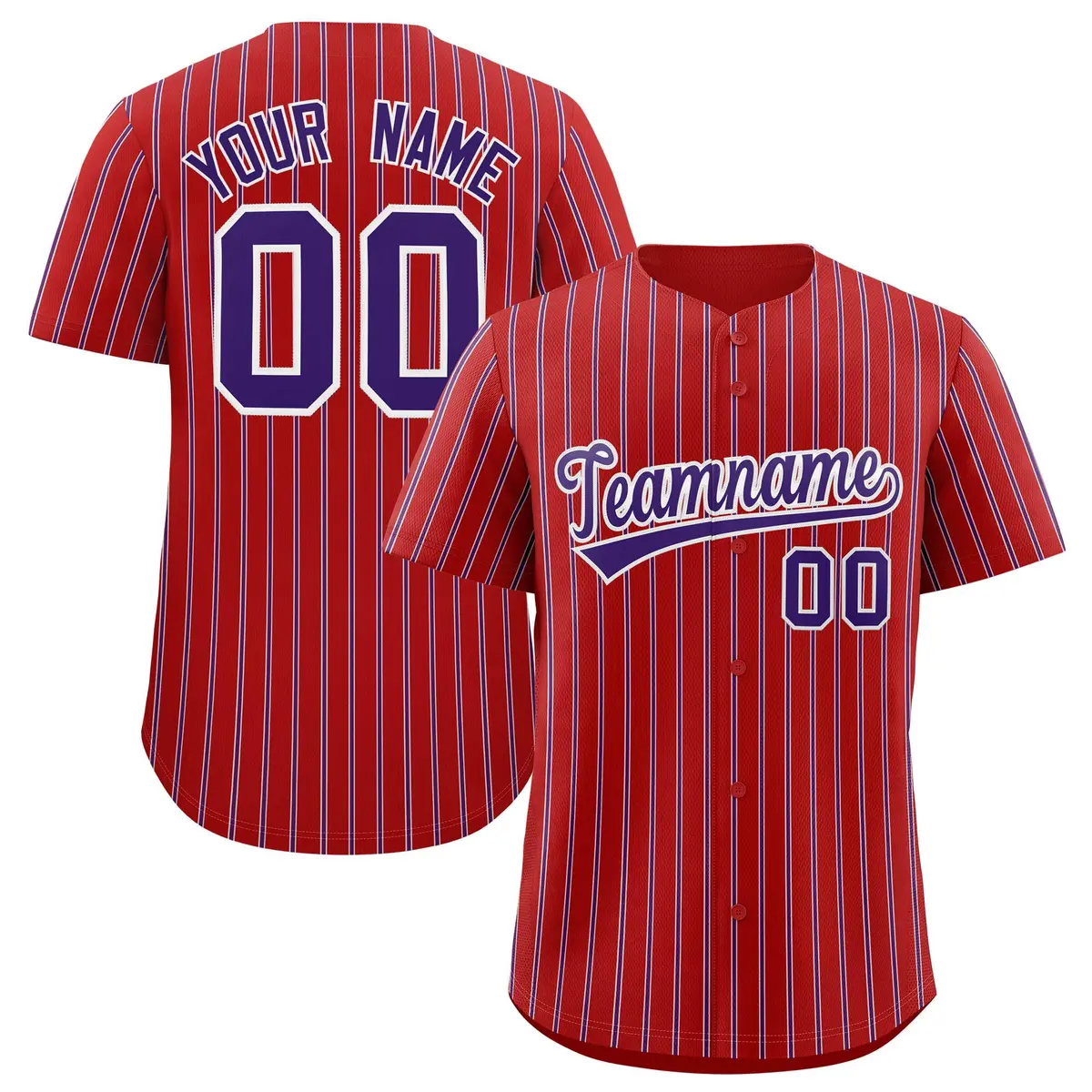 Custom Red White Tricolor Stripe Authentic Baseball Jersey