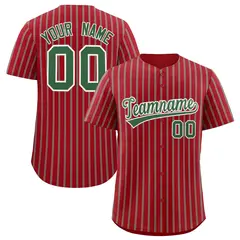 Custom Red White Tricolor Stripe Authentic Baseball Jersey 1