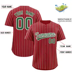 Custom Red White Tricolor Stripe Authentic Baseball Jersey 2
