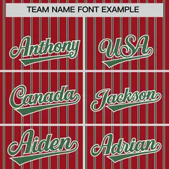Custom Red White Tricolor Stripe Authentic Baseball Jersey 3