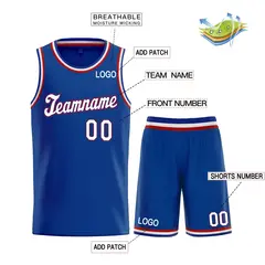 Custom Royal Red White-Black Classic Team Basketball Jersey 3