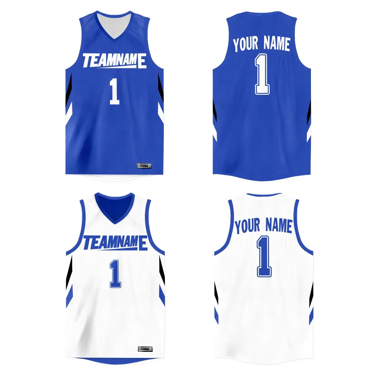 Custom Royal White Double Side Athletic Basketball Jersey