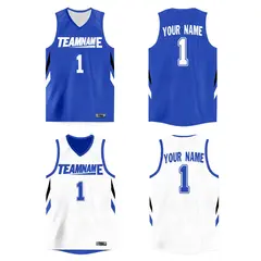Custom Royal White Double Side Athletic Basketball Jersey