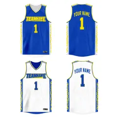 Custom Royal White Double Side Athletic Basketball Jersey