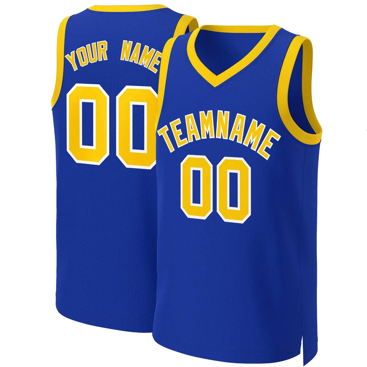 Custom Royal Yellow-White Classic Basketball Jersey