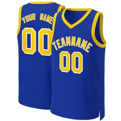 Custom Royal Yellow-White Classic Basketball Jersey 1
