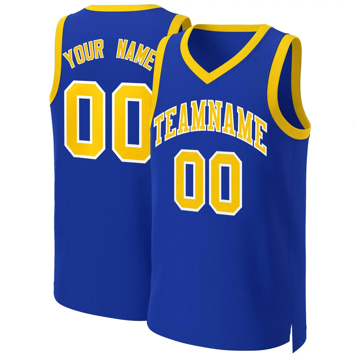 Custom Royal Yellow-White Classic Basketball Jersey