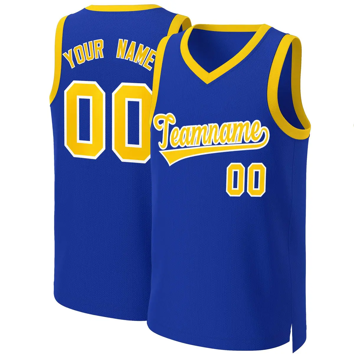Custom Royal Yellow-White Classic Basketball Jersey