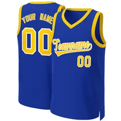 Custom Royal Yellow-White Classic Basketball Jersey 1