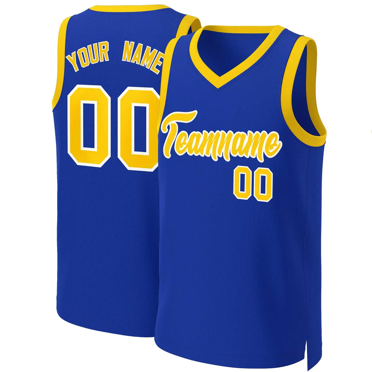 Custom Royal Yellow-White Classic Basketball Jersey
