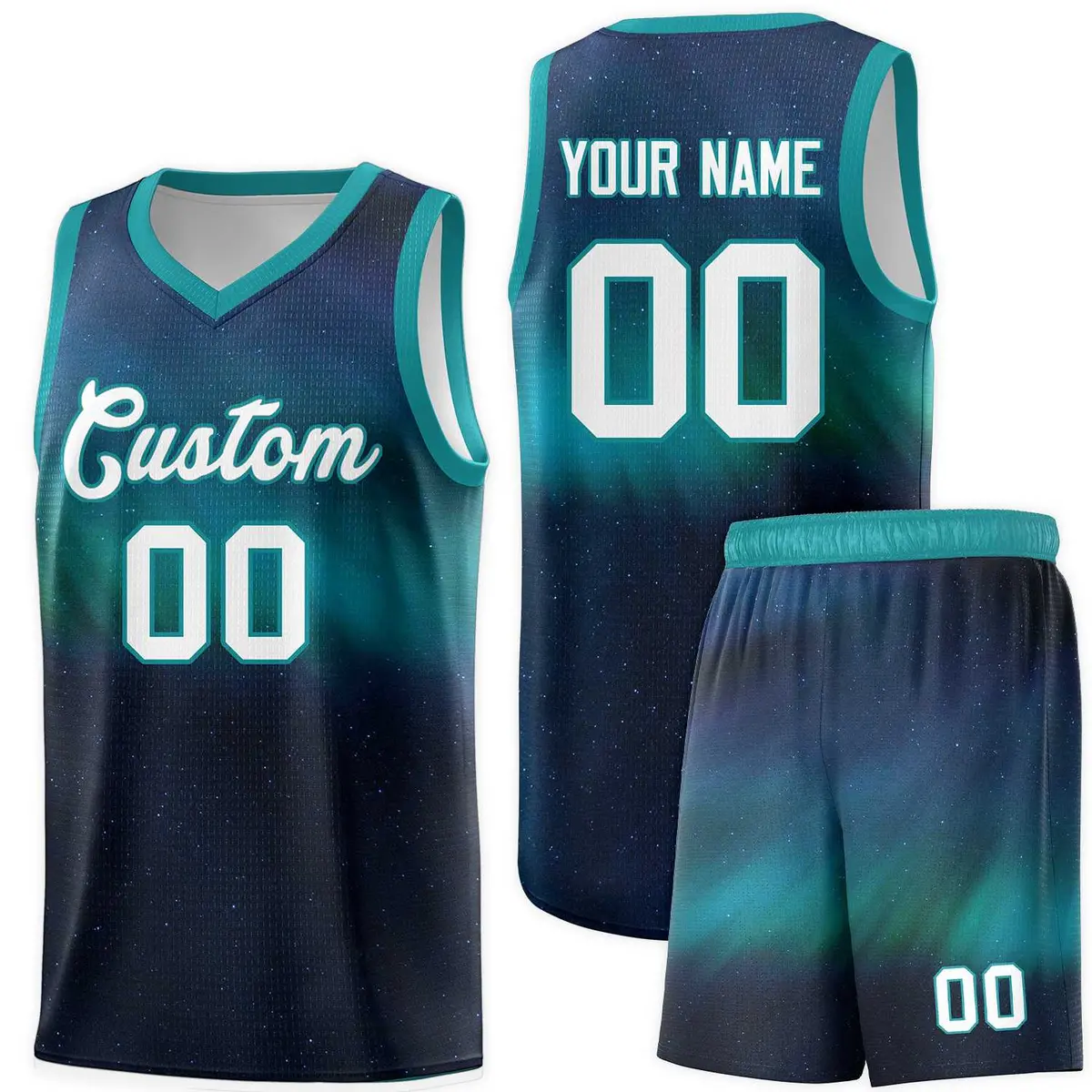 Custom Teal White Tie Dye Sports Basketball Jersey