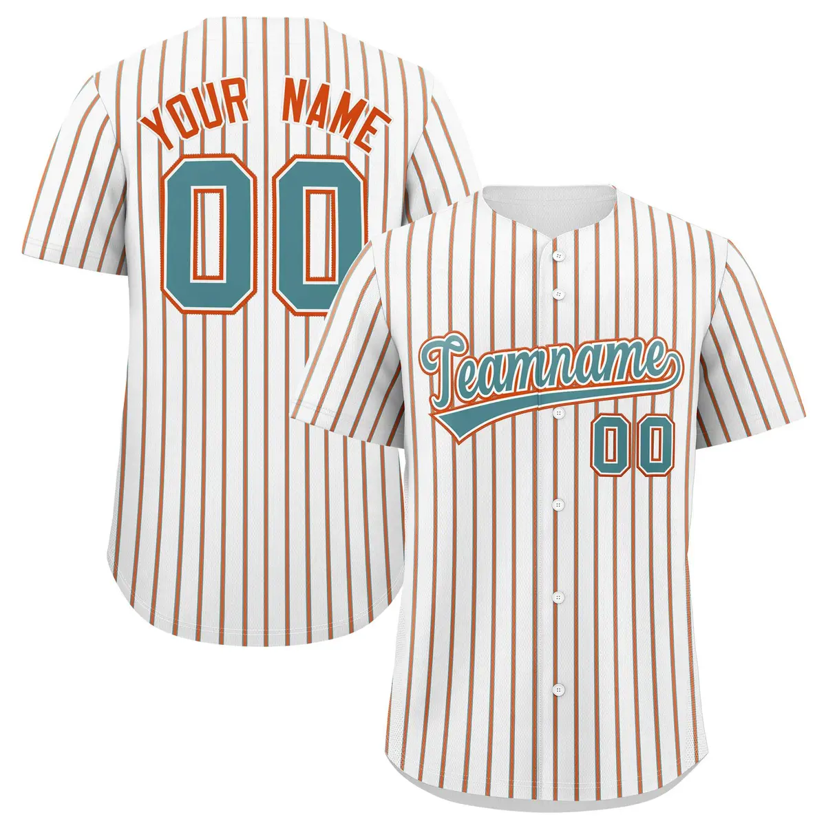 Custom White Aqua Tricolor Stripe Authentic Baseball Jersey