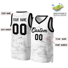 Custom White Black-White Graffiti Mesh Basketball Jersey 2