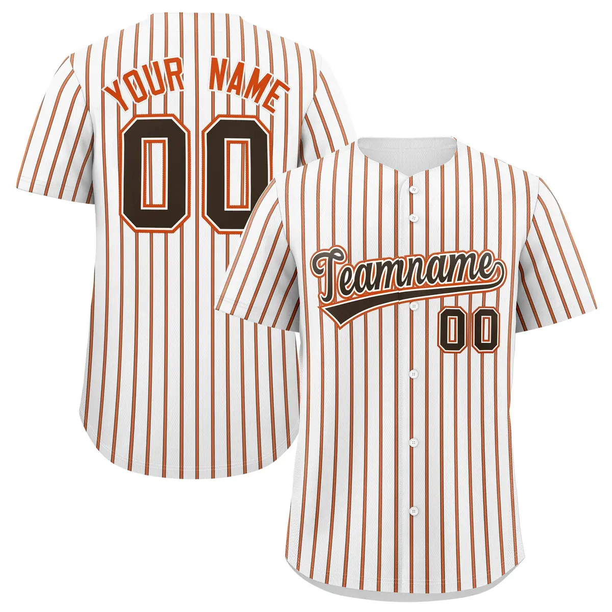 Custom White Brown Tricolor Stripe Authentic Baseball Jersey