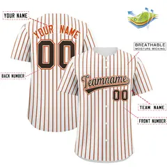 Custom White Brown Tricolor Stripe Authentic Baseball Jersey 2