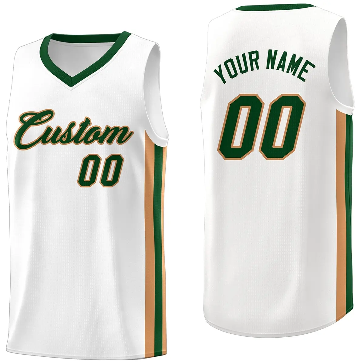 Custom White Green Classic Athletic Casual Basketball Jersey