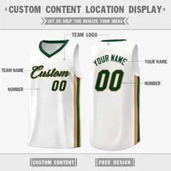 Custom White Green Classic Athletic Casual Basketball Jersey 2