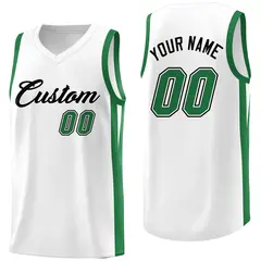 Custom White Green Classic Basketball Jersey