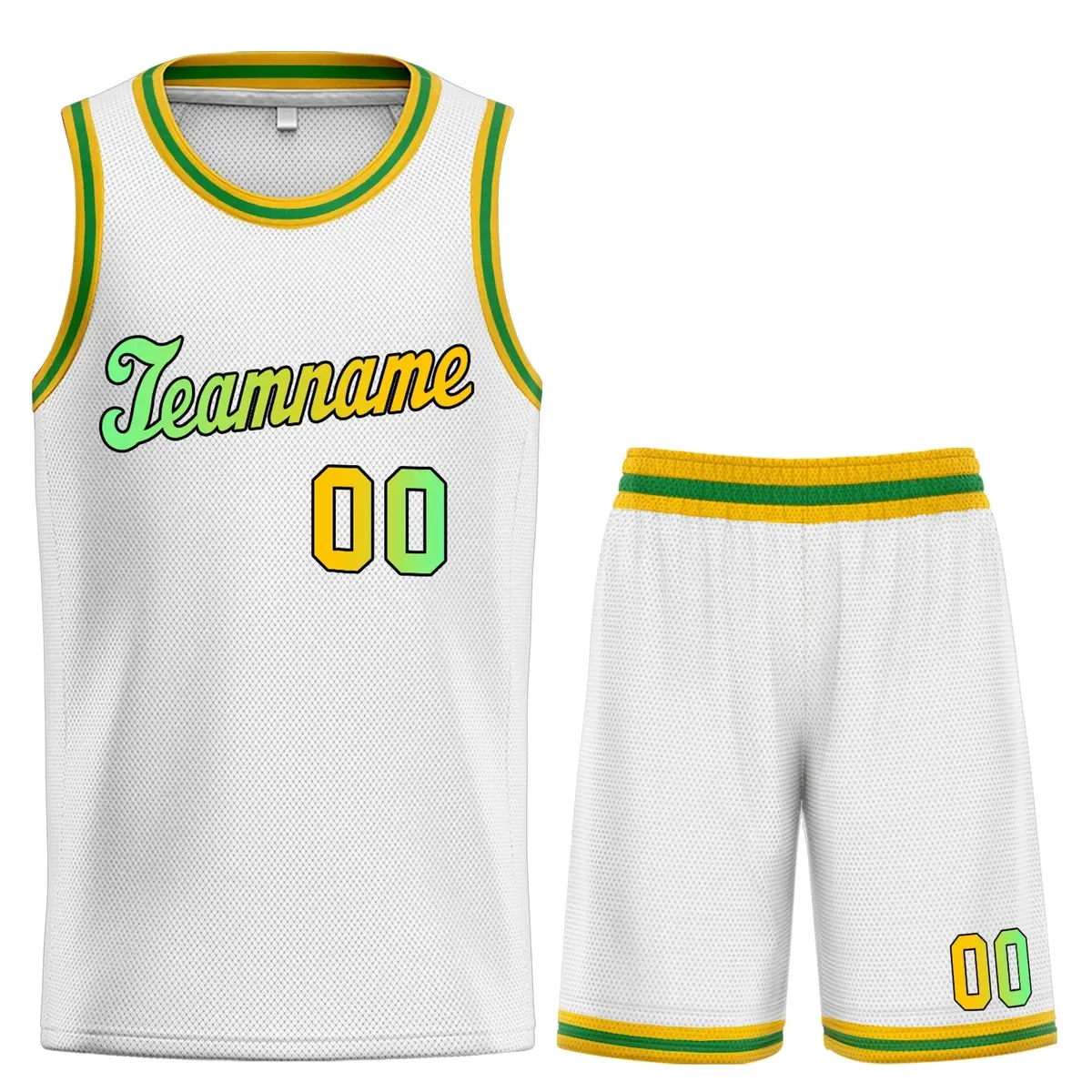 Custom White Green Gradient Fashion Basketball Jersey