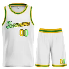 Custom White Green Gradient Fashion Basketball Jersey 1