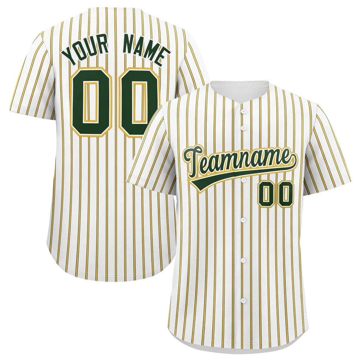 Custom White Green Tricolor Stripe Authentic Baseball Jersey