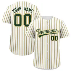 Custom White Green Tricolor Stripe Authentic Baseball Jersey 1