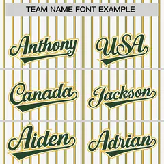 Custom White Green Tricolor Stripe Authentic Baseball Jersey 3