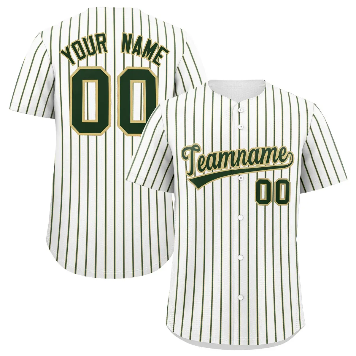 Custom White Khaki Tricolor Stripe Authentic Baseball Jersey