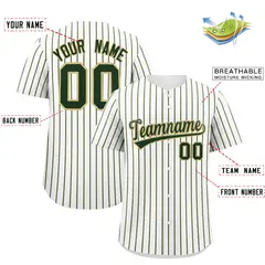 Custom White Khaki Tricolor Stripe Authentic Baseball Jersey 2