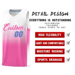 Custom White Pink Gradient Fashion Sports Basketball Jersey 2