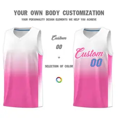 Custom White Pink Gradient Fashion Sports Basketball Jersey 3