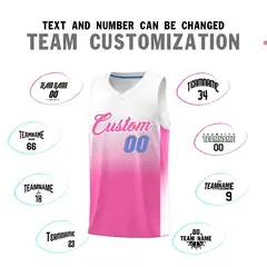 Custom White Pink Gradient Fashion Sports Basketball Jersey 4