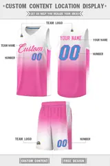 Custom White Pink Gradient Fashion Sports Basketball Jersey 5